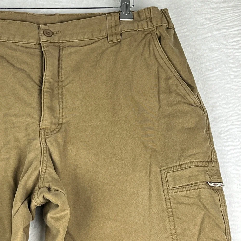 LL Bean Cargo Pants Mens 38x30 Brown Fleece Lined Cotton Canvas Outdoor 277830‎